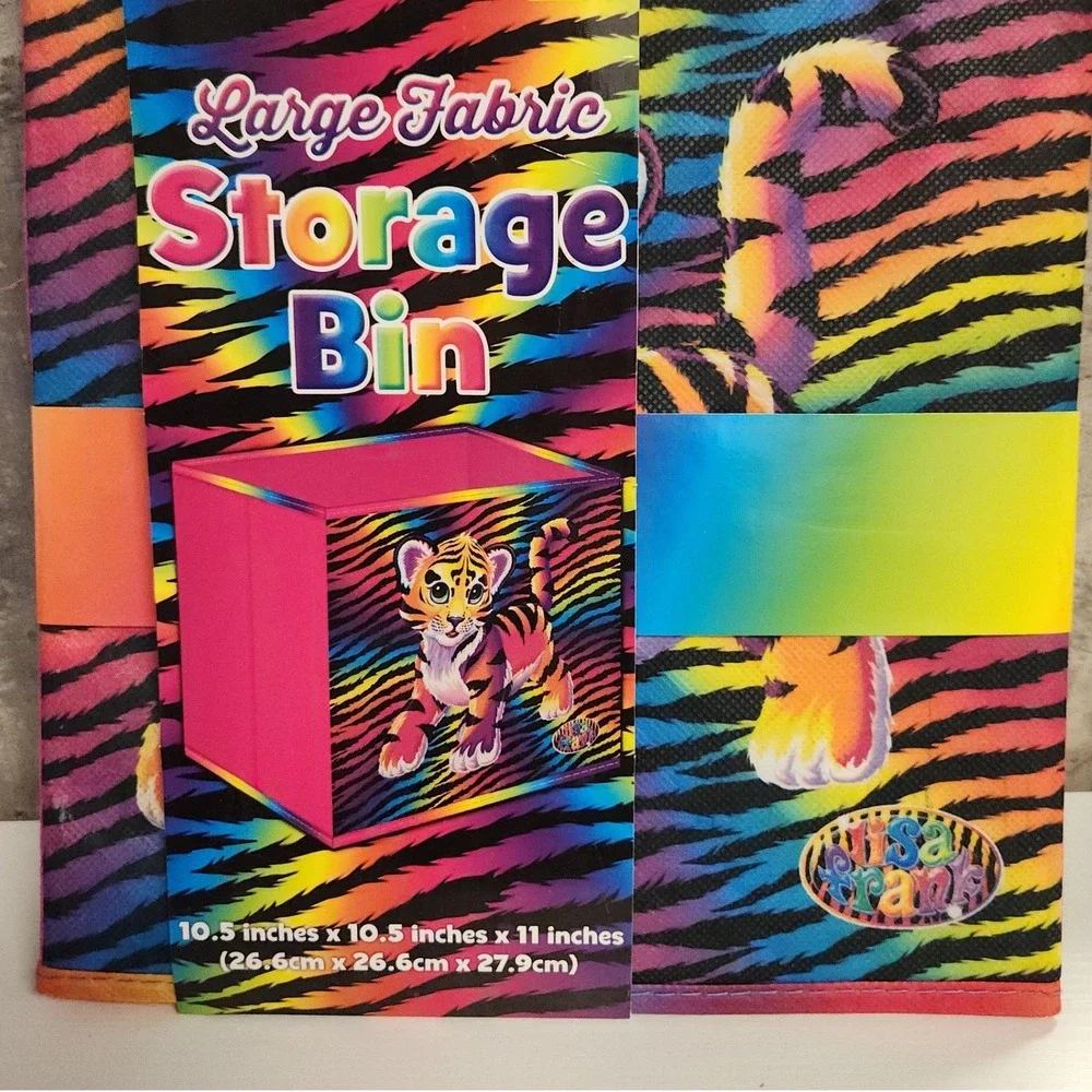 Lisa Frank Storage Bin Kids 10.5x10.5x11 Rainbow Tiger Hunter Animal Print Decor